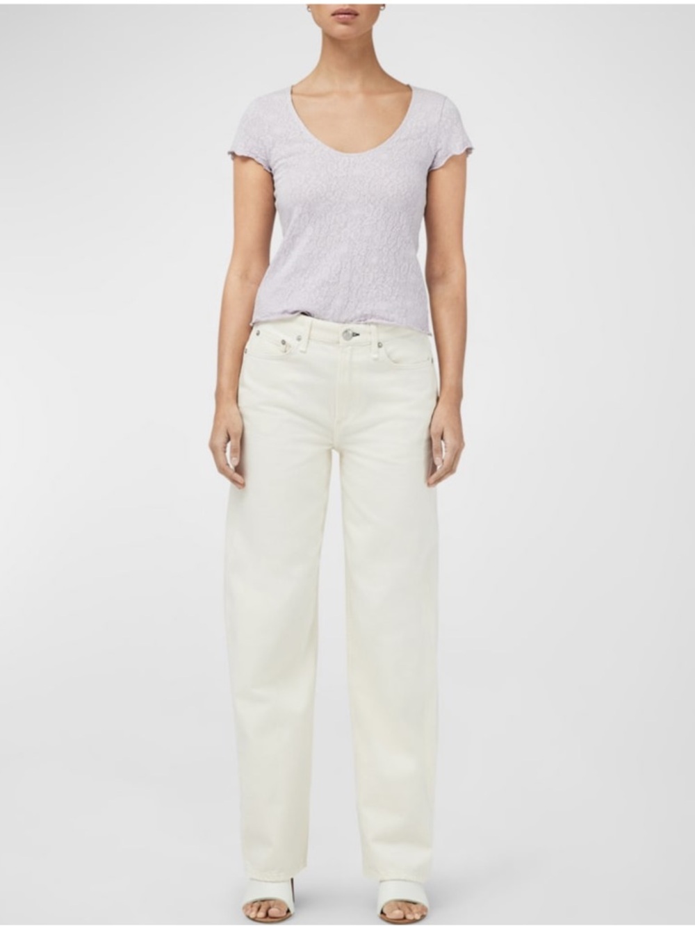rag & bone NWT XL Jacquard Gemma Lilac Short Sleeve Scoop Neck Tee